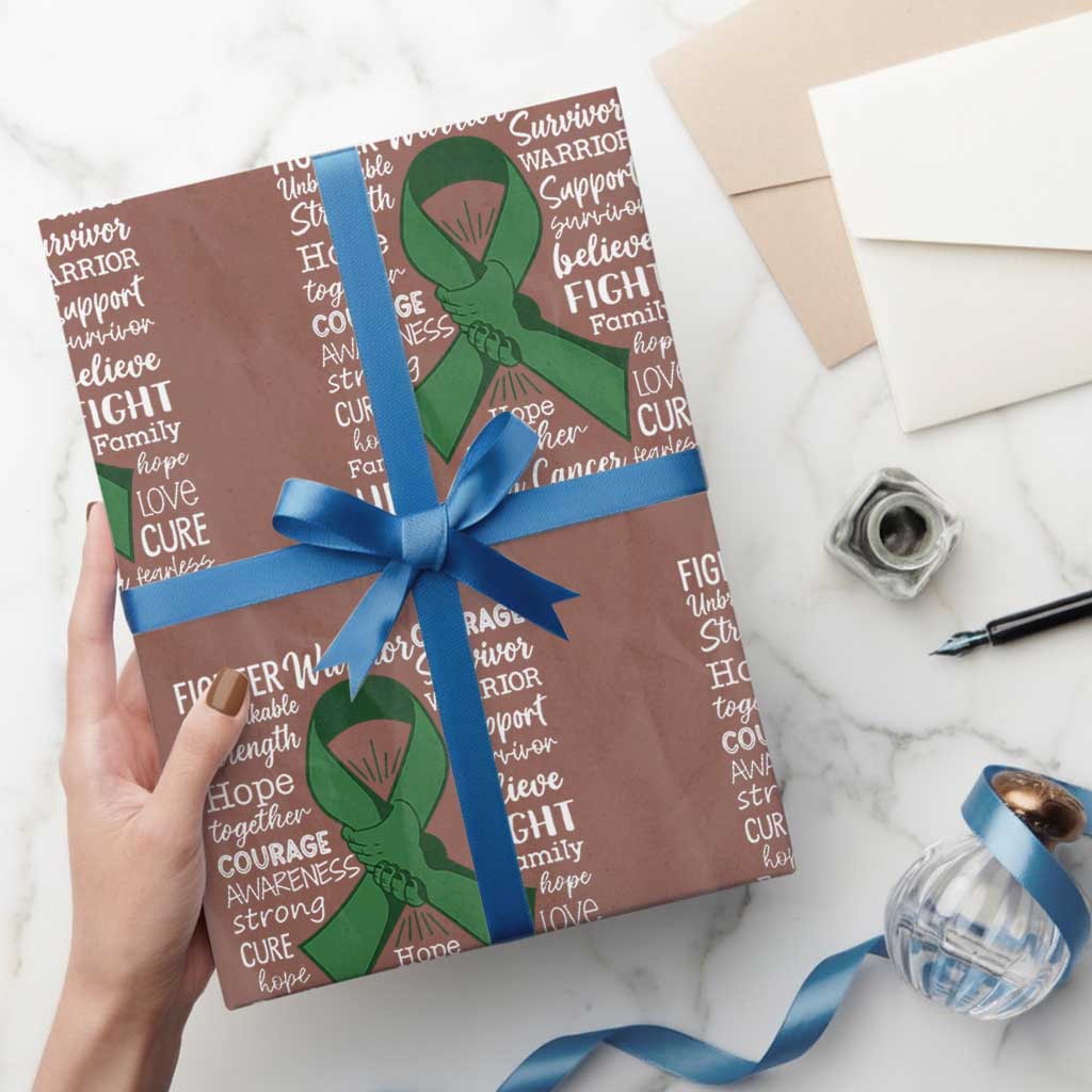 Liver Cancer Support Gift Wrapping Paper Roll Fearless Unbreakable Warrior Hope