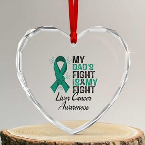 Liver Cancer Support Warrior Gift Heart Crystal Glass Ornament My Dad Fight My Fight