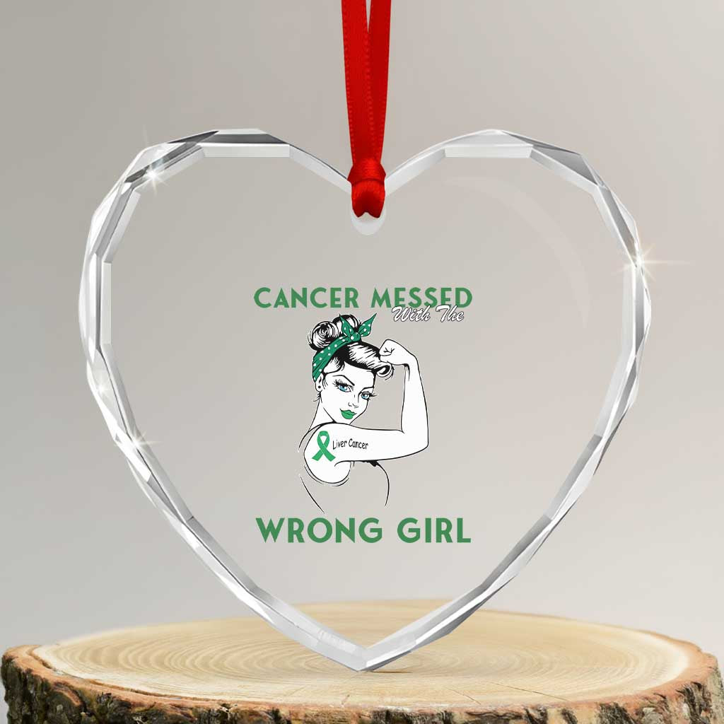 Liver Cancer Warrior Unbreakable Gift Heart Crystal Glass Ornament Cancer Messed With The Wrong Girl