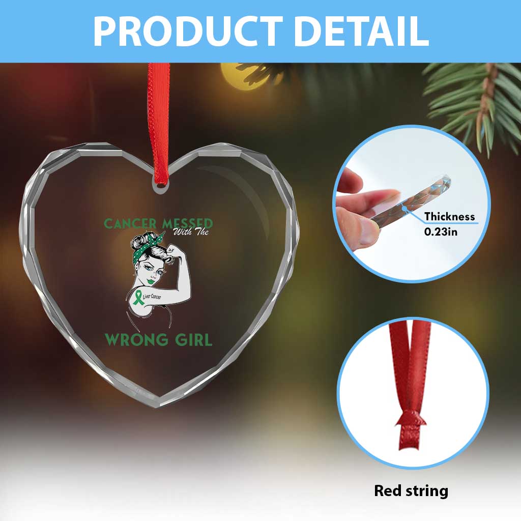 Liver Cancer Warrior Unbreakable Gift Heart Crystal Glass Ornament Cancer Messed With The Wrong Girl