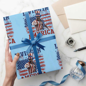 Living In America Funny Patriotic Heavyweight Boxer Wrapping Paper Roll Vintage Distressed Flag Uncle Sam Hat Boxing Champion