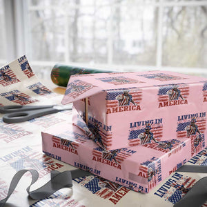 Living In America Funny Patriotic Heavyweight Boxer Wrapping Paper Roll Vintage Distressed Flag Uncle Sam Hat Boxing Champion