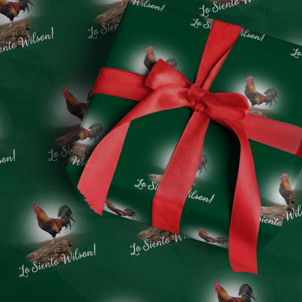 Lo Siento Wilson Funny Chicken Floating Meme Wrapping Paper Roll Dramatic Rooster Parody Spanish Apology TS02 Green Print Your Wear