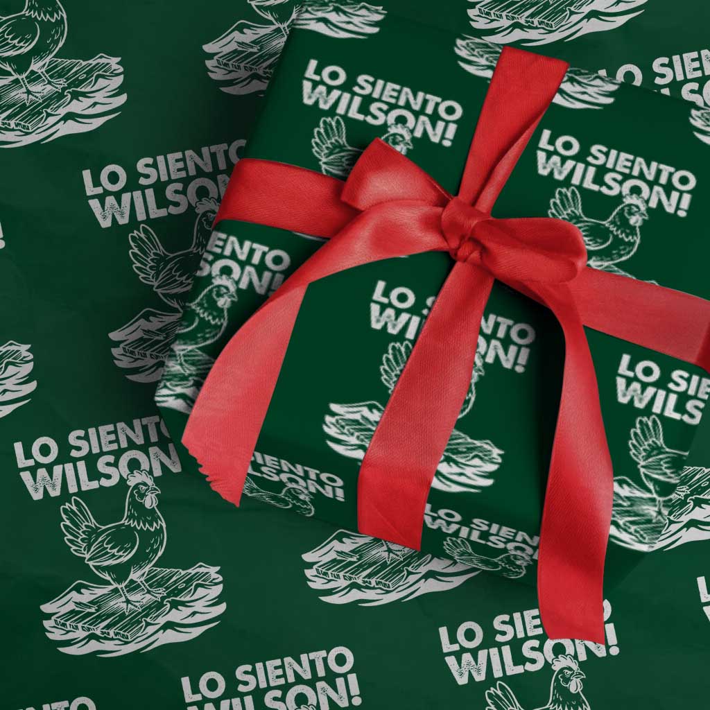 Lo Siento Wilson Funny Chicken Floating Meme Wrapping Paper Roll Viral Rooster Spanish Apology Trend TS02 Green Print Your Wear