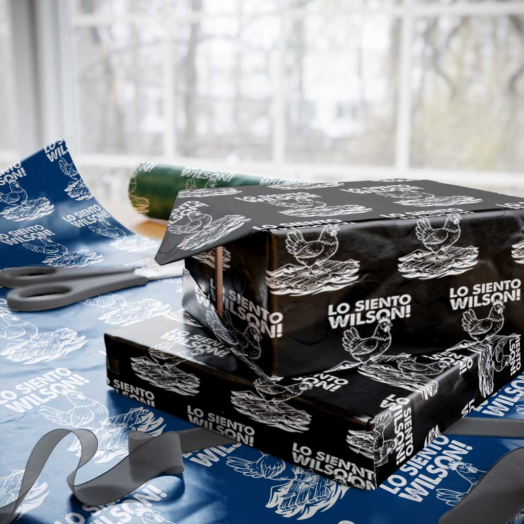 Lo Siento Wilson Funny Chicken Floating Meme Wrapping Paper Roll Viral Rooster Spanish Apology Trend TS02 Black Print Your Wear