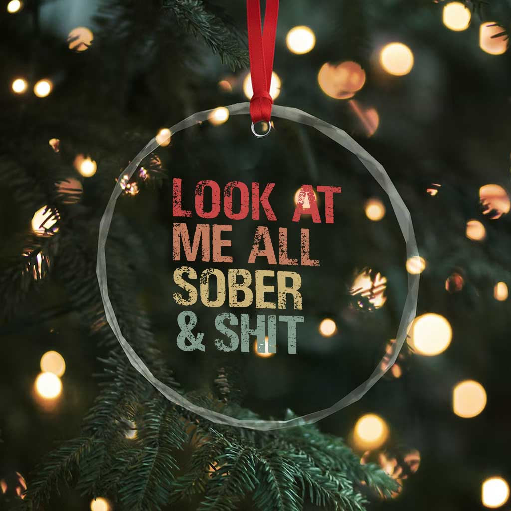Look At Me All Sober And Shit Crystal Glass Ornament Funny Addiction Recovery TS11 Print Your Wear