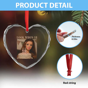Look Who's 18 Heart Crystal Glass Ornament Funny Birthday Doll Face Meme