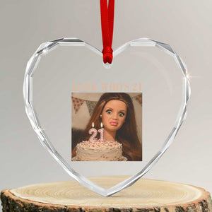 Look Who's 21 Heart Crystal Glass Ornament Funny Birthday Doll Face Meme