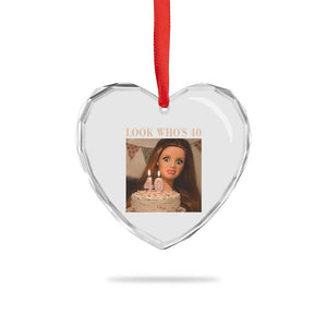 Look Who's 40 Heart Crystal Glass Ornament Funny Birthday Doll Face Meme
