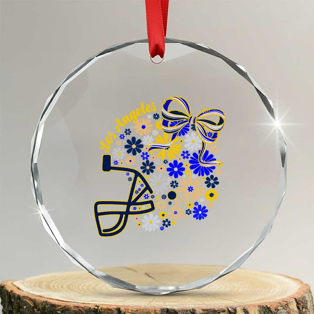 Los Angeles Game Day Sports Fan Crystal Glass Ornament Floral Football Helmet With Bow TS12 Transparent Glass 3'' Circle Print Your Wear
