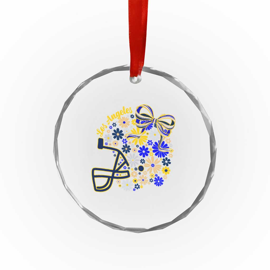 Los Angeles Game Day Sports Fan Crystal Glass Ornament Floral Football Helmet With Bow