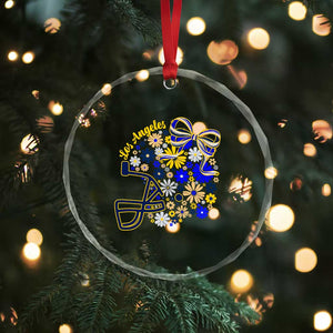 Los Angeles Game Day Sports Fan Crystal Glass Ornament Floral Football Helmet With Bow