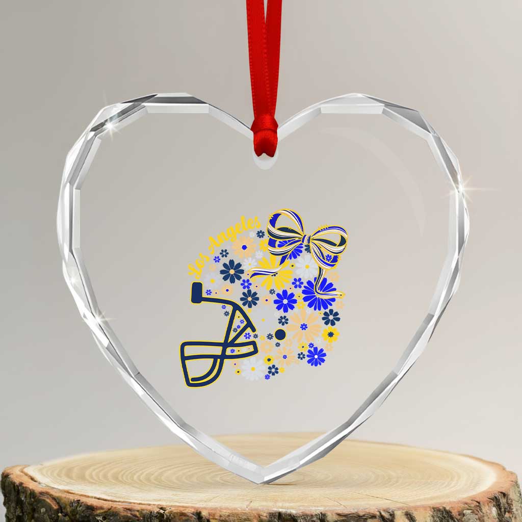 Los Angeles Game Day Sports Fan Heart Crystal Glass Ornament Floral Football Helmet With Bow TS12 Transparent Glass 3'' Heart Print Your Wear