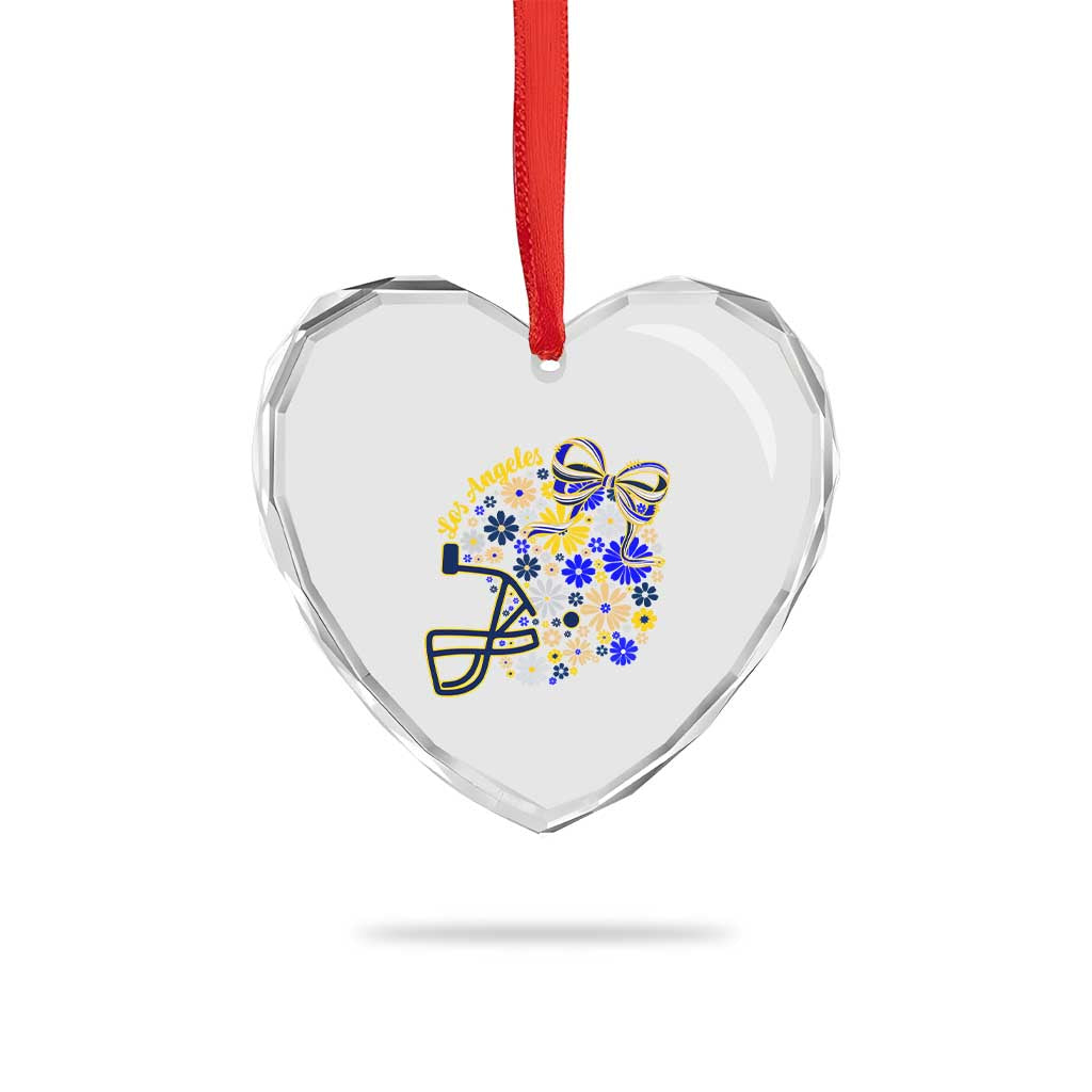 Los Angeles Game Day Sports Fan Heart Crystal Glass Ornament Floral Football Helmet With Bow