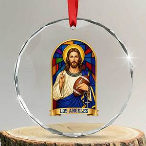 Los Angeles Jesus Game Day Faith Crystal Glass Ornament Christian Sports Fan Pride