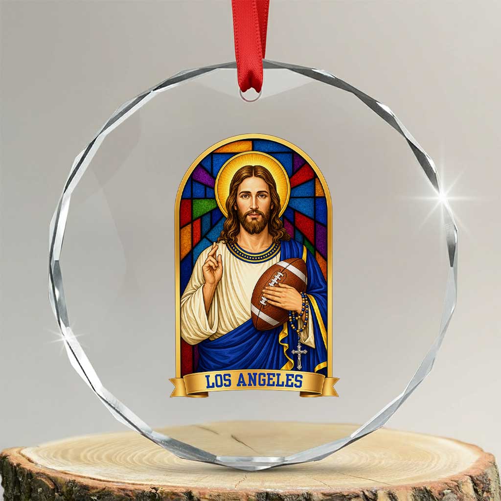 Los Angeles Jesus Game Day Faith Crystal Glass Ornament Christian Sports Fan Pride TS12 Transparent Glass 3'' Circle Print Your Wear