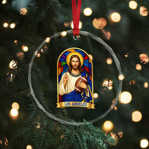 Los Angeles Jesus Game Day Faith Crystal Glass Ornament Christian Sports Fan Pride