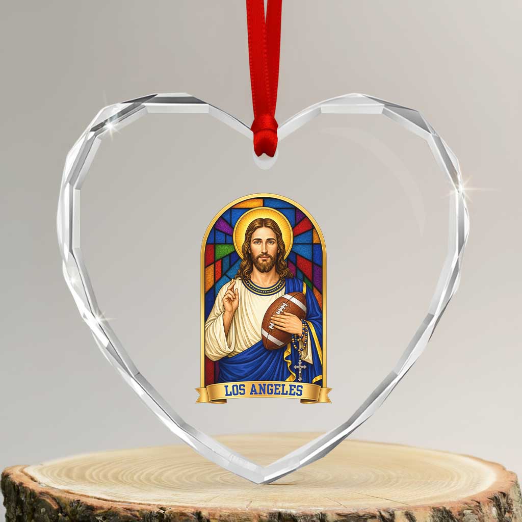 Los Angeles Jesus Game Day Faith Heart Crystal Glass Ornament Christian Sports Fan Pride TS12 Transparent Glass 3'' Heart Print Your Wear