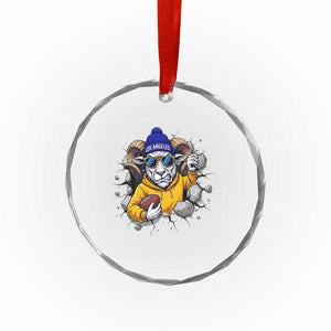 Los Angeles Sports Fan Gift Crystal Glass Ornament Angry Ram Face Cracked Wall
