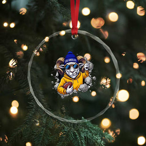 Los Angeles Sports Fan Gift Crystal Glass Ornament Angry Ram Face Cracked Wall
