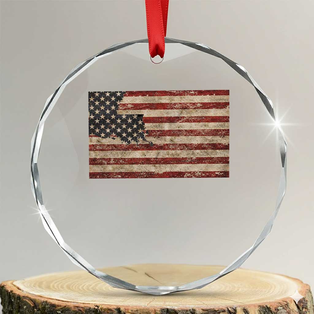 Louisiana Pride Vintage American Flag State Map Crystal Glass Ornament TS11 Transparent Glass 3'' Circle Print Your Wear