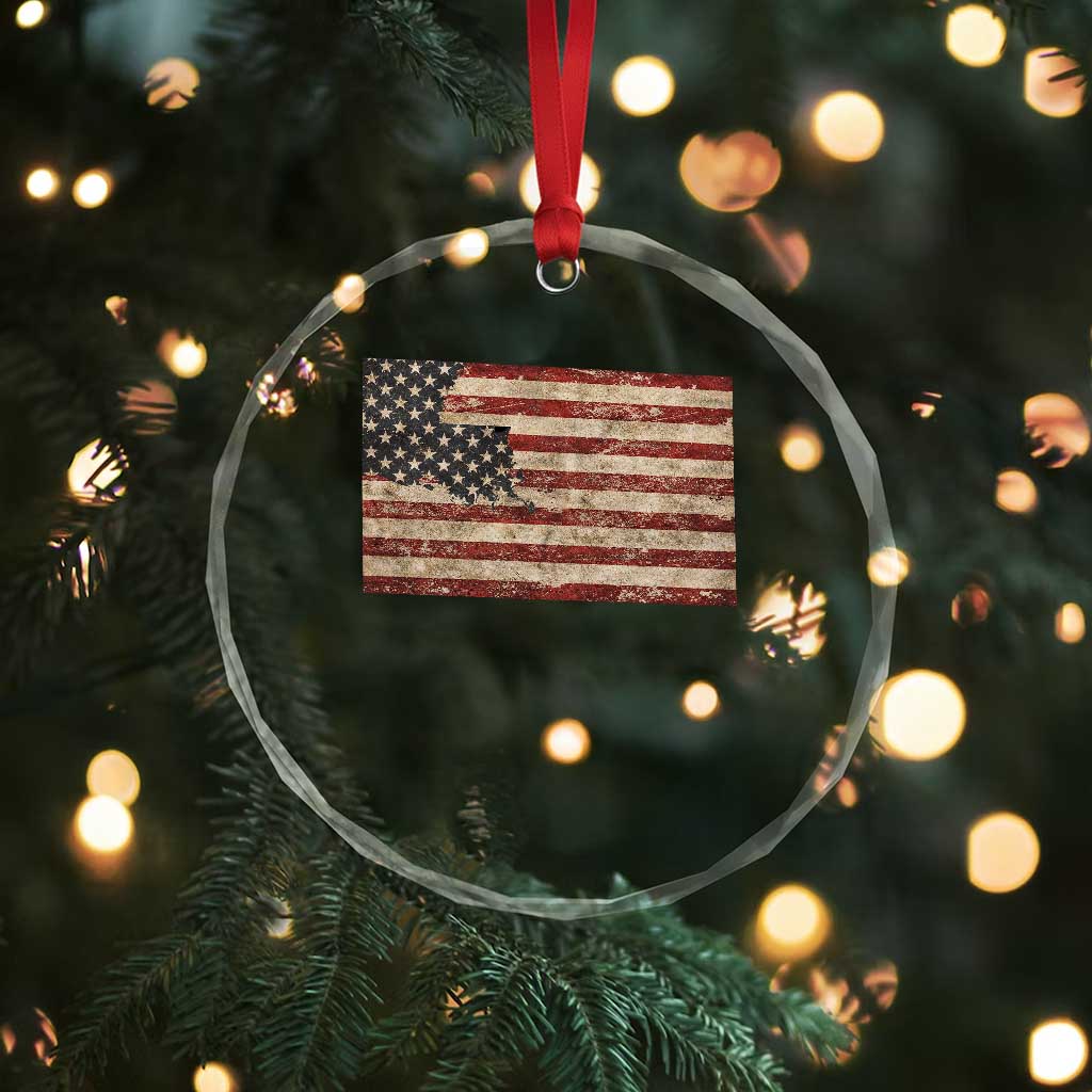 Louisiana Pride Vintage American Flag State Map Crystal Glass Ornament TS11 Print Your Wear