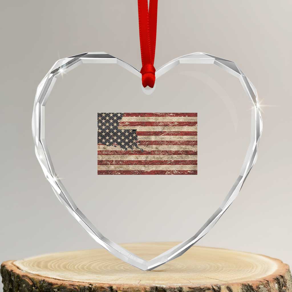 Louisiana Pride Vintage American Flag State Map Heart Crystal Glass Ornament TS11 Transparent Glass 3'' Heart Print Your Wear