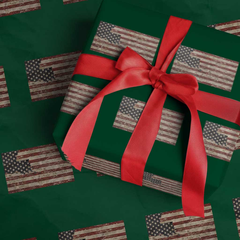 Louisiana Pride Vintage American Flag State Map Wrapping Paper Roll TS11 Green Print Your Wear