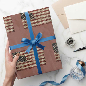Louisiana Pride Vintage American Flag State Map Wrapping Paper Roll TS11 Mocha Print Your Wear