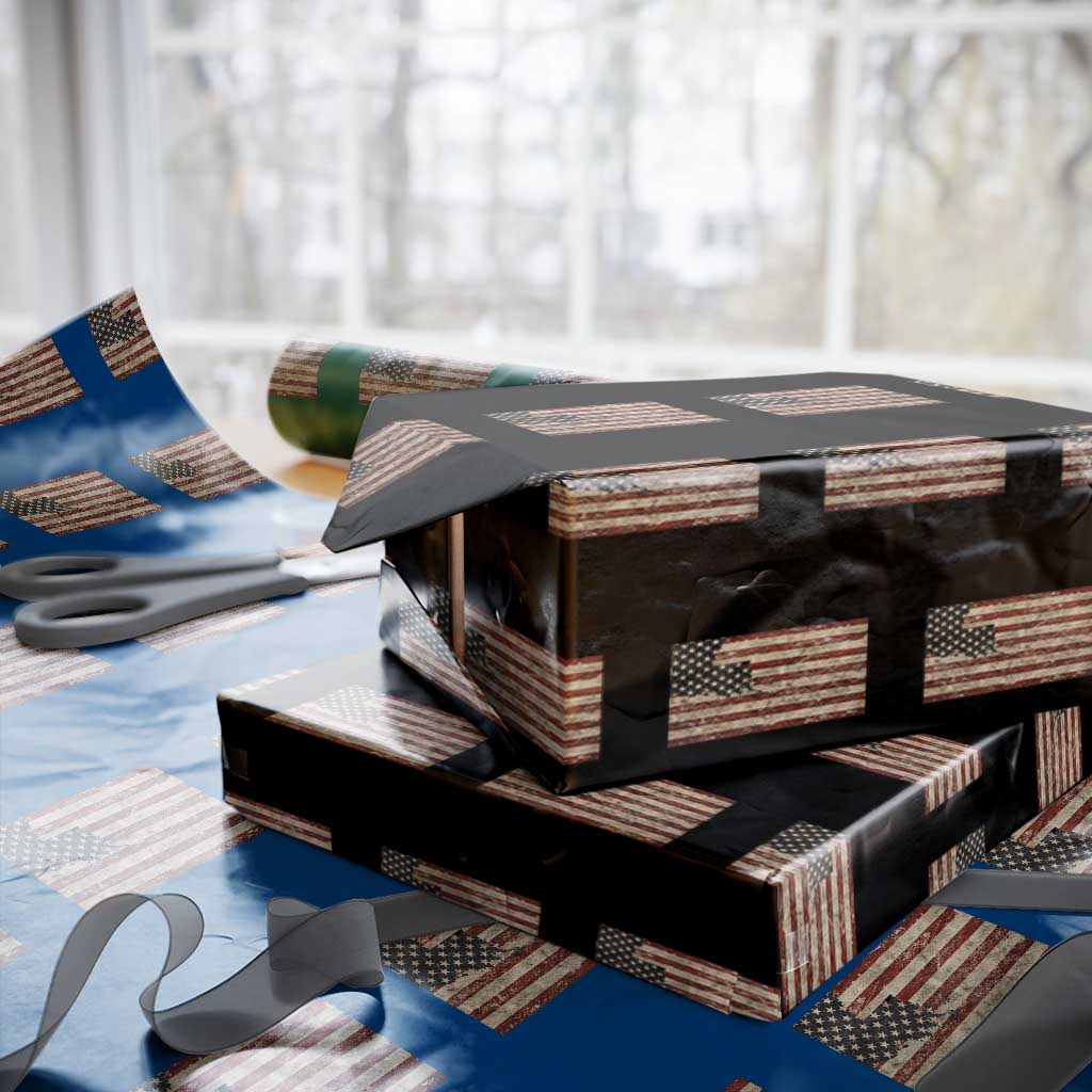 Louisiana Pride Vintage American Flag State Map Wrapping Paper Roll TS11 Black Print Your Wear