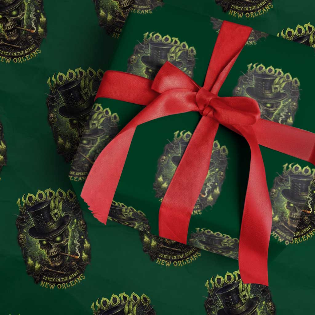 Louisiana Voodoo Skull Wrapping Paper Roll Party In The Spirit New Orleans Creepy Occult Lover TS11 Green Print Your Wear