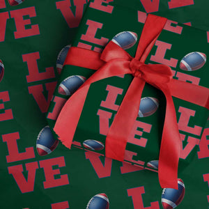 Love Football Fan Supporter Wrapping Paper Roll Gift For Game Day Lovers TS12 Green Print Your Wear