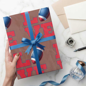 Love Football Fan Supporter Wrapping Paper Roll Gift For Game Day Lovers TS12 Mocha Print Your Wear
