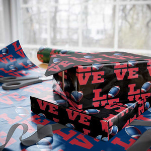 Love Football Fan Supporter Wrapping Paper Roll Gift For Game Day Lovers TS12 Black Print Your Wear
