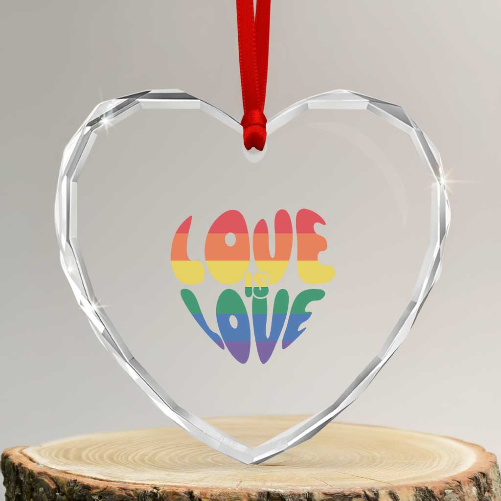 Love Is Love LGBTQ Pride Heart Crystal Glass Ornament Rainbow Flag Community TS12 Transparent Glass 3'' Heart Print Your Wear
