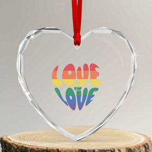 Love Is Love LGBTQ Pride Heart Crystal Glass Ornament Rainbow Flag Community TS12 Transparent Glass 3'' Heart Print Your Wear