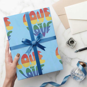 Love Is Love LGBTQ Pride Wrapping Paper Roll Rainbow Flag Community TS12 Light Blue Print Your Wear