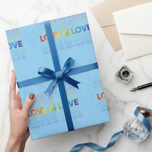 Love Is Love Rainbow Typography Wrapping Paper Roll LGBTQ Support Gift TS12 Light Blue Print Your Wear