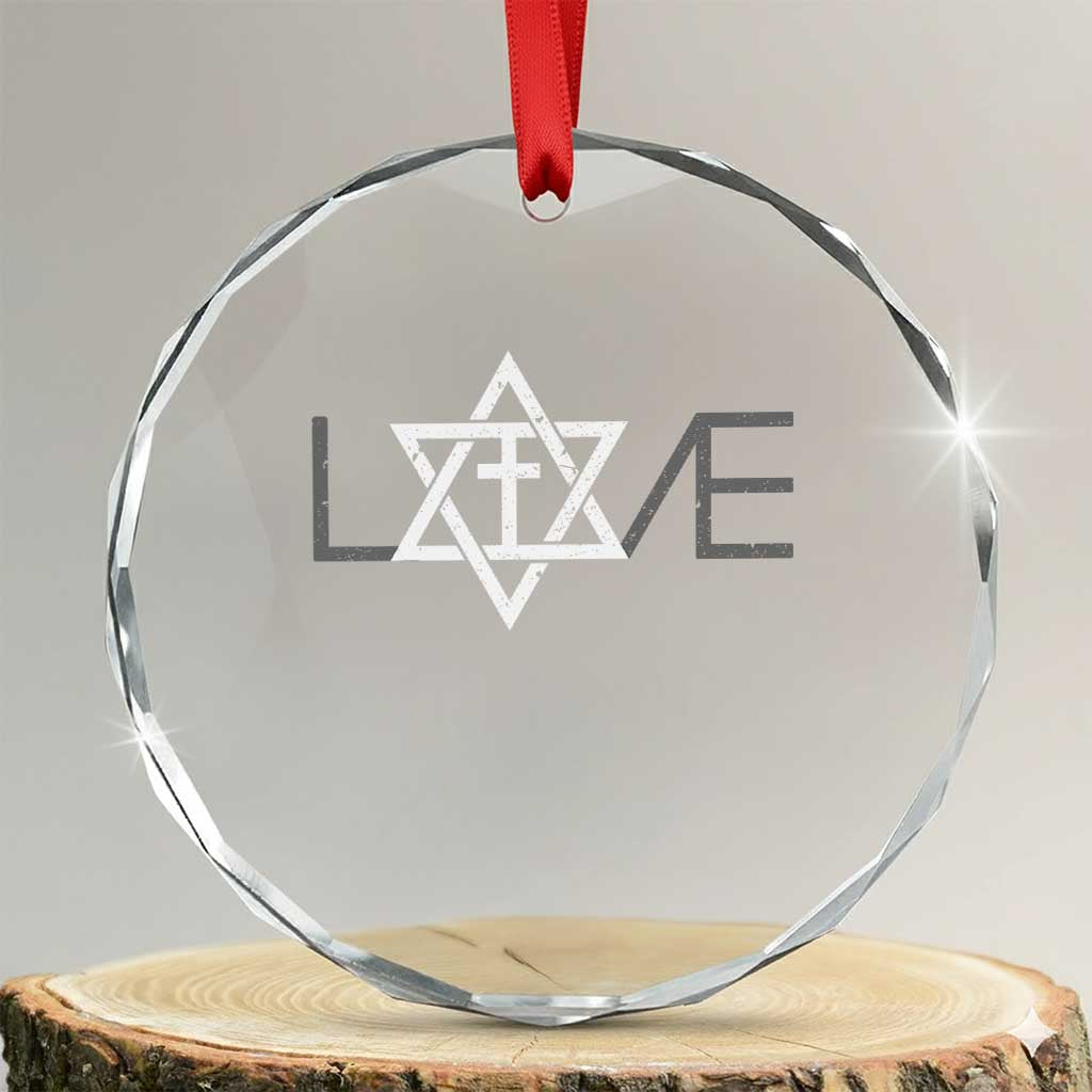 Love Jewish Messianic Christian Cross Star Of David Crystal Glass Ornament TS11 Transparent Glass 3'' Circle Print Your Wear
