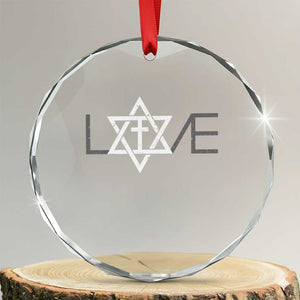 Love Jewish Messianic Christian Cross Star Of David Crystal Glass Ornament TS11 Transparent Glass 3'' Circle Print Your Wear