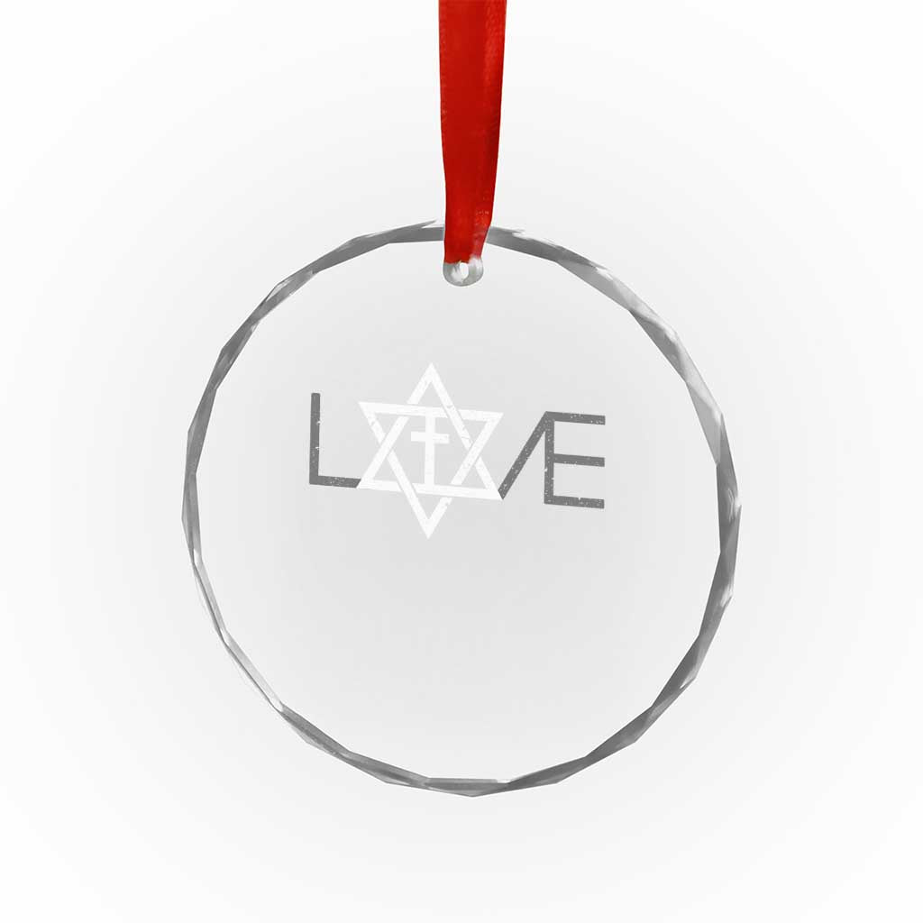 Love Jewish Messianic Christian Cross Star Of David Crystal Glass Ornament TS11 Print Your Wear
