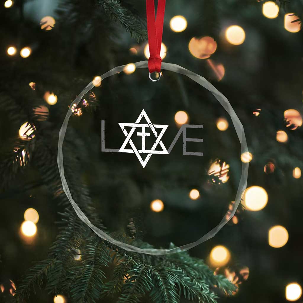 Love Jewish Messianic Christian Cross Star Of David Crystal Glass Ornament TS11 Print Your Wear