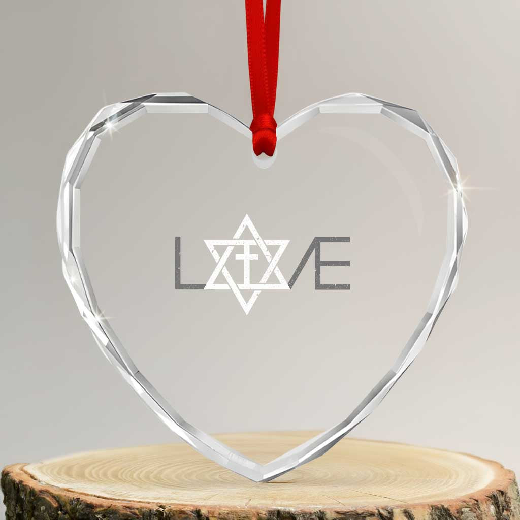 Love Jewish Messianic Christian Cross Star Of David Heart Crystal Glass Ornament TS11 Transparent Glass 3'' Heart Print Your Wear