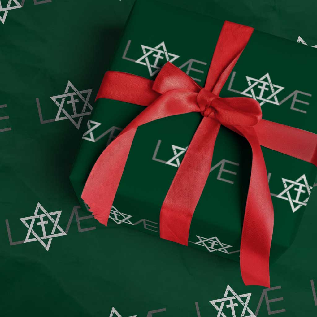 Love Jewish Messianic Christian Cross Star Of David Wrapping Paper Roll TS11 Green Print Your Wear
