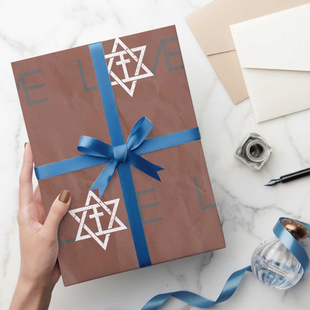 Love Jewish Messianic Christian Cross Star Of David Wrapping Paper Roll TS11 Mocha Print Your Wear