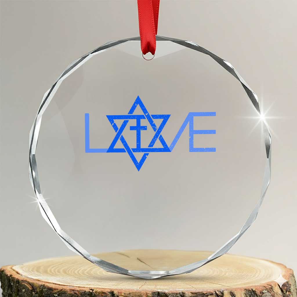 Love Jewish Messianic Cross Star Of David Crystal Glass Ornament TS11 Transparent Glass 3'' Circle Print Your Wear