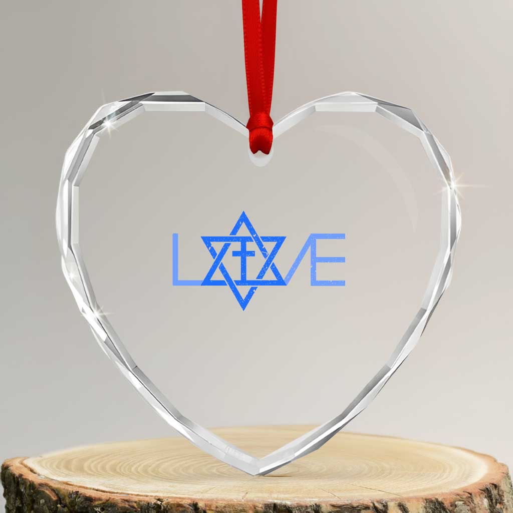 Love Jewish Messianic Cross Star Of David Heart Crystal Glass Ornament TS11 Transparent Glass 3'' Heart Print Your Wear