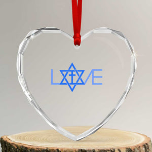 Love Jewish Messianic Cross Star Of David Heart Crystal Glass Ornament TS11 Transparent Glass 3'' Heart Print Your Wear