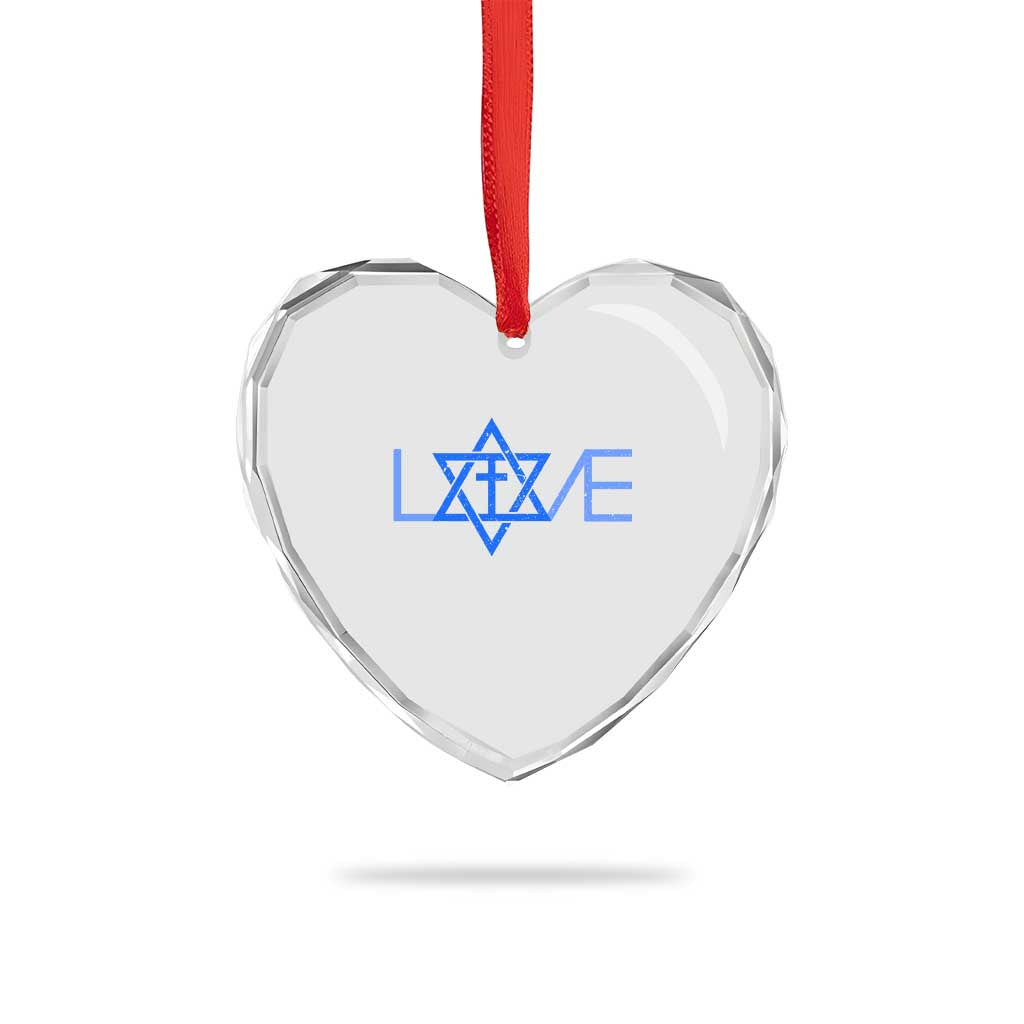 Love Jewish Messianic Cross Star Of David Heart Crystal Glass Ornament TS11 Print Your Wear