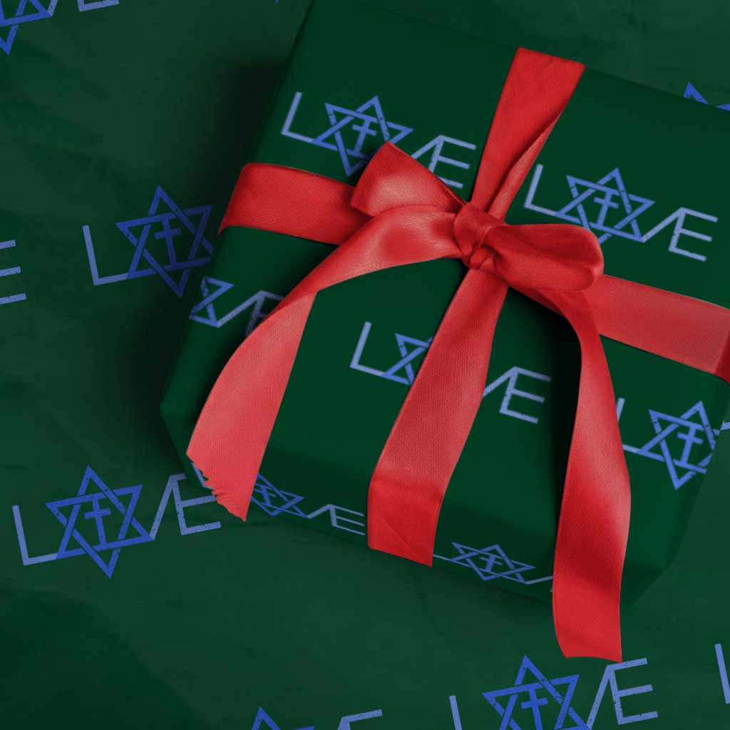 Love Jewish Messianic Cross Star Of David Wrapping Paper Roll TS11 Green Print Your Wear